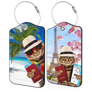 Étiquette de bagage personnalisée en cuir PU pour avion, avec logo gaufré et imprimé, design élégant - Product Image 2
