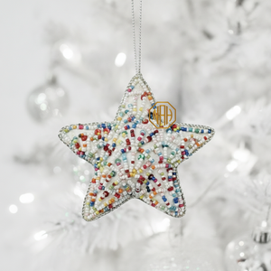Artisan Beaded <b>Star</b> Gold Thread Work Hanging Decoration Handmade Accent Gift Christmas <b>Tree</b> Ornament - Product Image 2