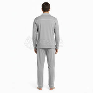 Conjunto de pijama para hombre de color personalizado, suave como la seda, con camisa de manga larga y pantalones holgados, ropa de dormir para hombre. - Product Image 6