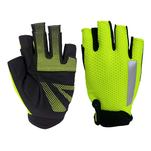 Sporty Fingerless Cycling Gloves Wrist Length Breathable PU Eco-Friendly Touchscreen Green Black Mesh Design Spring Summer - Product Image 1