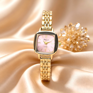 Nuevo Reloj de Mujer Dorado con Correa de Acero Inoxidable, Elegante Reloj de Cuarzo Cuadrado para Mujer, Regalo para Dama - Product Image 1