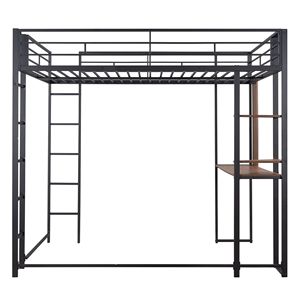 Letto a soppalco in metallo nero a grandezza naturale con 2 ripiani e una scrivania (Vecchio SKU LP000191AAB) - Product Image 6