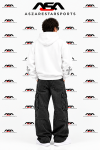 Sudadera con capucha y cremallera personalizada para hombre con detalle de diamantes de imitación con gráfico de cruz, estilo streetwear oversize - Product Image 3