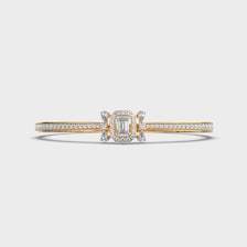 Pendientes de Diamantes Cultivados en Laboratorio con Esmeraldas |   Anillo Unisex de Oro Amarillo de 14K con Corte Esmeralda, Certificado por IGI - Product Image 2