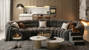 Divano Modulare Curvo Personalizzato con Cuccia per Animali, Arredamento di Lusso per Animali Domestici, Regalo, Divano Moderno per Soggiorno, Design OEM - Product Image 2