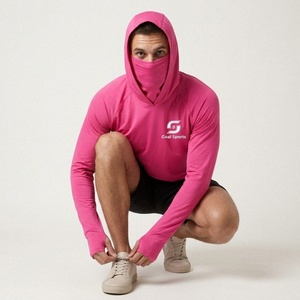 Haut de pêche rose UPF 50 à manches longues en soie glacée, imprimé numérique, respirant, protection solaire, pour le sport - Product Image 1
