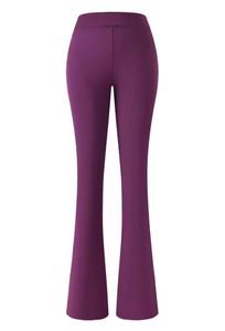 <b>High</b> <b>Waist</b> Full Length Solid <b>Flared</b> Breathable Sporty <b>Leggings</b> Knitted Spandex Nylon Stretchy Women's Activewear - Product Image 5
