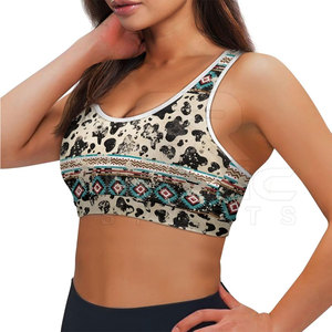 Soutien-gorge de sport pour femme à imprimé graphique abstrait tendance, sublimation, maintien renforcé, élastique, logo personnalisé, vêtements de sport - Product Image 3