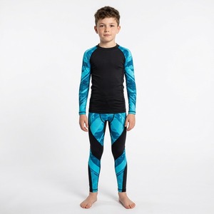 Conjunto de Rash Guard y Spats de MMA para Niñas, Manga Larga, Estampado de Mariposas Moradas, Uniforme Deportivo de Compresión - Product Image 5