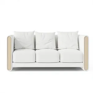 Sofá Minimalista en Forma de L de Tres Plazas con Tapicería de Tela Rellena de Espuma y Brazos de Madera para Sala de Estar - Product Image 2