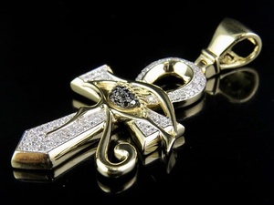 Pendentif Moissanite Œil d'Horus Ankh Croix Hip Hop Foi Chrétienne en Argent 925 Plaqué Or Luxe Diamant Dvars DDP-1016 Cadeau - Product Image 4