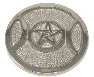 Plato de Altar de Aluminio de 3.5 Pulgadas con Pentáculo de Triple Luna, Incienso Tibetano, Verano, Primavera - Product Image 3