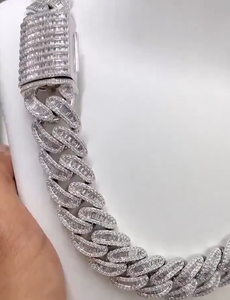 Bracelet Moissanite Cuban Link pour Homme, Style Hip Hop Iced Out Tennis, Bijou de Luxe en Argent, Audacieux, Streetwear, Cadeau - Product Image 1