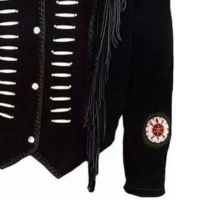 Mens Slim Fit <b>Suede</b> Leather <b>Jacket</b> With Bold Custom Made Logo Design Great For Outdoor Activities And City Use - Product Image 4