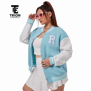 Custom Leather Sleeve <b>Women</b> Crop <b>Varsity</b> <b>Jacket</b> Embroidery Logo High Street Style <b>Women</b> Crop <b>Varsity</b> <b>Jacket</b> OEM Serviced - Product Image 3