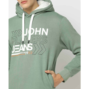 Sudadera con Capucha Personalizada para Hombre, Color Verde Salvia, Ecológica, Transpirable, con Forro de Sherpa, Informal, para Invierno - Product Image 1