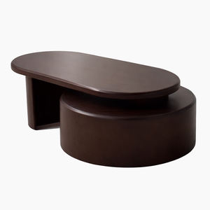 Mesa de Centro Ovalada Moderna de Mediados de Siglo, de Madera Sólida Ecológica, Contemporánea, con Función Giratoria de Alta Calidad - Product Image 5