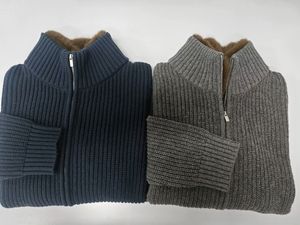 Pull cardigan zippé pour homme avec col en fausse fourrure amovible, double fermeture éclair, tricot épais et confortable, personnalisable, automne/hiver - Product Image 6