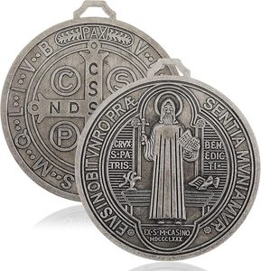 Extra Large 5 Inch St Benedict Medal Wall Decor Catholic Protection Cross for Home Door Vintage Saint Benedict Religious Art - Product Image 1