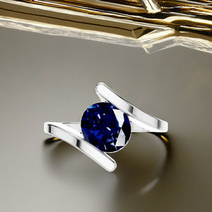 แหวนหมั้นเพชรแซฟไฟร์925สีขาวกะรัตสำหรับงานแต่งงานสุดหรูแหวนหมั้นเพชรแซฟไฟร์สีขาว - Product Image 5