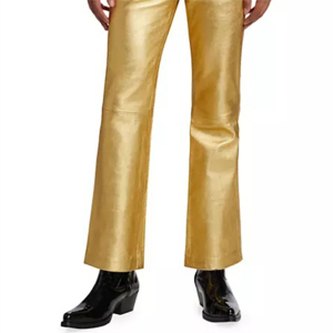 Pantalons en cuir véritable pour femmes, vêtements élégants et tendance, fabrication sur mesure, fournisseur OEM ODM - Product Image 2