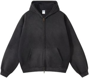 Sweat à capuche 500 GSM délavé à l'acide avec strass, effet vieilli, impression DTF, en tissu molletonné gaufré à effet vieilli - Product Image 5