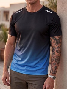 Camiseta Clásica con Estampado Gráfico para Hombre, Manga Corta, Corte Regular, Diseño Artístico, Moderna y Elegante - Product Image 4
