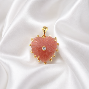 Pêche naturelle pierre de lune sculpture coeur pendentif perlé designer griffe boucle pendentif laiton 18k plaqué or pendentif bijoux de mode - Product Image 3