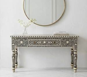 Luxury Handmade Bone Inlay Console <b>Table</b> With Intricate Floral Pattern Design For Premium Living Room Decoration - Product Image 1