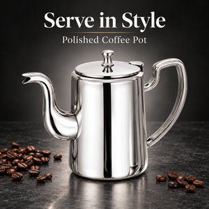 Carafe à café en acier inoxydable avec couvercle, poignée ergonomique, bouilloire à bec de cygne pour servir le thé et le café - Product Image 5