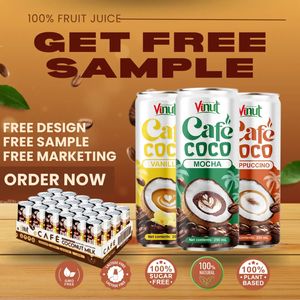 Bebida de café de vainilla con leche de coco de 250ml Fabricante de VINUT sin OMG, sin lácteos y sin gluten, muestra gratis, proveedor mayorista, OEM/ODM - Product Image 4