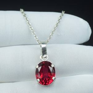 Collier pendentif en argent sterling 925 avec rubis du Mozambique rouge sang, pierre de naissance de juillet, cadeau pour femme - Product Image 1