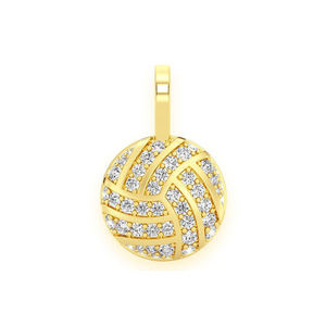 10K <b>Solid</b> <b>Gold</b> Fine <b>Pendants</b> & Charms Trendy Soccer Volley Ball Tiny Natural Diamond Aesthetic Hip Hop Style Custom Iced Jewelry - Product Image 1