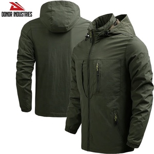 Men's Casual Canvas Windbreaker with <b>Stand</b> Collar Wholesale Varsity Jacket for Spring Season Waterproof Bomber Regular Sleeve - Product Image 3