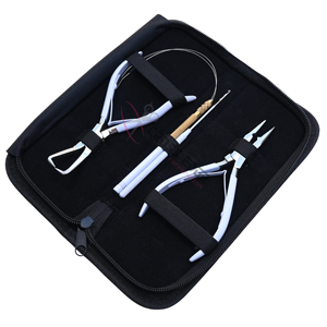 Hair <b>Extension</b> Tools Kit 5 In White <b>Extension</b> Plier and Flat Tip <b>Bead</b> Closing Plier With wire loop 7 Hook <b>Extension</b> Accessories - Product Image 1