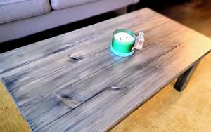 Table basse en bois massif avec quincaillerie en métal noir, table basse rustique moderne, meubles naturels pour salon, salle de séjour et bureau - Product Image 3