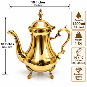 Bouilloire à thé artisanale, cafetière Dallah ornée, pot à café décoratif en laiton, écologique, style américain, capacité 1,8 L, décoration de cuisine, pot à café - Product Image 2