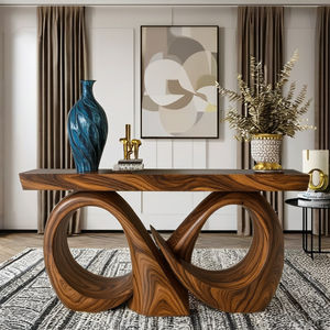 Mesa de consola de madera rústica Diseño inspirado en madera natural Hecho a mano Decoración de entrada única Muebles de madera maciza a medida Regalo - Product Image 5