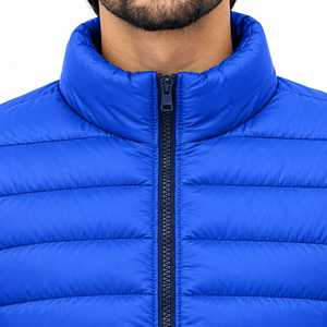Chaqueta Acolchada Impermeable para Hombre, Cuello Alto, Color Amarillo, con Cierre Frontal con Logotipo, Ligera, 100% Poliéster, Ropa de Invierno - Product Image 4