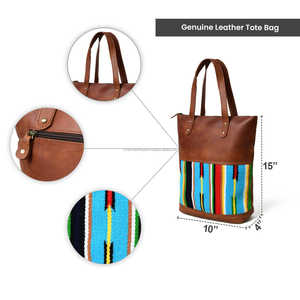 Bolso Tote de Cuero para Mujer, Gran Capacidad, Diseño Trenzado con Lona Reciclada en la Parte Posterior y Cierre de Cremallera, Venta al Por Mayor - Product Image 3
