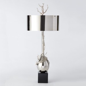 Modern Sculptural Metal Table <b>Lamp</b> Luxury home decor design Indian Exporte TBL-241 Model Shape Premium <b>Silver</b> Finish for Living - Product Image 5