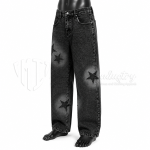 Mid <b>Waist</b> Wide Leg Eco-Friendly Heavyweight Denim Pants <b>Men</b> Cotton Tie Dye Hand Painted Loose Fit Streetwear Spring <b>Jeans</b> - Product Image 3