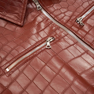 Wholesale <b>Men's</b> Crocodile Embossed Cowhide Leather <b>Trucker</b> <b>Jacket</b> Western Classic Shirt Style <b>Jacket</b> Private Label Manufacturer - Product Image 6