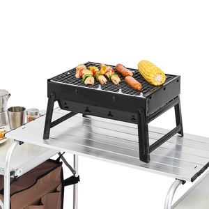 Tavolo da Cucina Portatile a 2 Livelli per Esterni, Marrone, Pieghevole con Borsa con Cerniera per Barbecue, Feste e Campeggio - Product Image 5