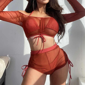 Bikinis Triangulares Micro Sexys al por Mayor, Conjuntos de Trajes de Baño de Cuatro Piezas para Mujer, Tallas Grandes, Ropa de Playa para Bañarse, Personalizados - Product Image 5