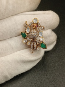 AMAIRA JEWELS SM-740 <b>Gold</b> Plated Bird Design Silver Brooch Pin Topaz Unisex Engagement Wedding Gift Jewelry for <b>Clothes</b> - Product Image 4