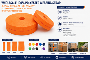 Wholesale <b>100</b>% <b>Polyester</b> Webbing Strap Custom Size Color High Tenacity Eco-friendly Luggage Weaving High Twist Technique - Product Image 2