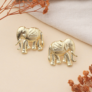 Handmade Rose Gold Plated <b>Elephant</b> Stud Earrings – Minimal Animal Studs for Women - Product Image 2