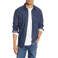 Chemises en jean pour hommes 100% coton de qualité supérieure en gros, impression de logo personnalisée, chemises décontractées pour hommes