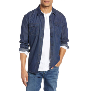 Wholesale Top Quality <b>Men</b> 100% Cotton <b>Denim</b> <b>Shirts</b> <b>For</b> Sale Customized Logo Print <b>Men</b> <b>Denim</b> <b>Shirt</b> Causal Wear <b>Men's</b> <b>Shirts</b> - Product Image 1